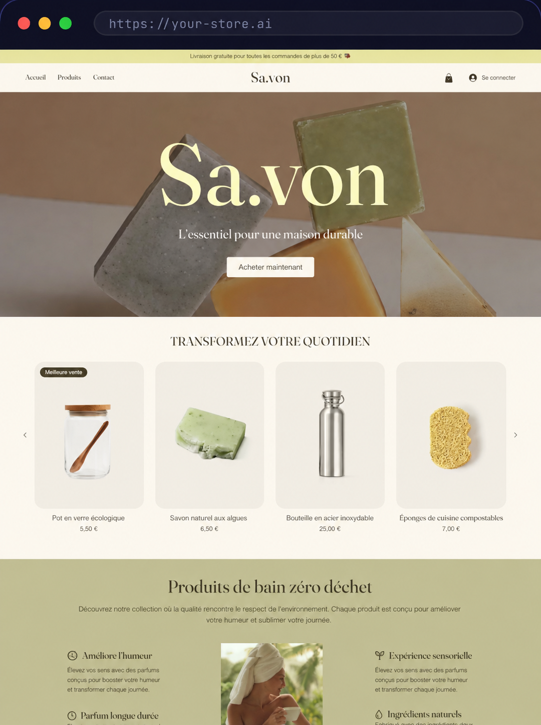 Boutique d'élève créée par l'IA — exemple 5